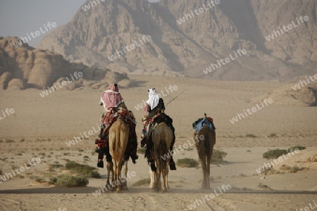 The Landscape of the Wadi Rum Desert in Jordan in the middle east.