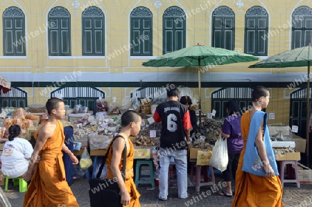 Der Markt beim Wat Pho am Mae Nam Chao Phraya River in der Hauptstadt Bangkok von Thailand in Suedostasien.