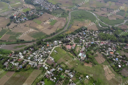 Die Landschaft in der Bergregion von Pai im norden von Thailand in Suedostasien.