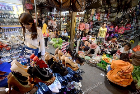 The Market in the old City of Siem Riep neat the Ankro Wat Temples in the west of Cambodia.