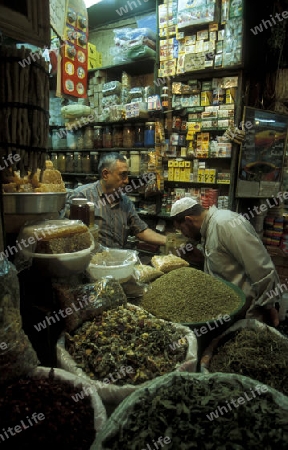 Auf dem Souq oder Markt in der Altstadt von Damaskus in der Hauptstadt von Syrien.