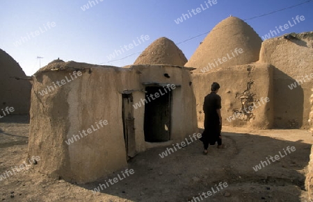 Die traditionellen Lehmhaeuser in den Bauerndoerfer wie Sarouj bei Hama in Zentralsyrien in Syrien im Mittleren Osten in Arabien.