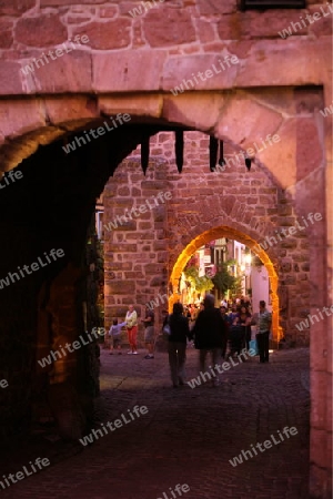 the olt town of the village of Riquewihr in the province of Alsace in France in Europe