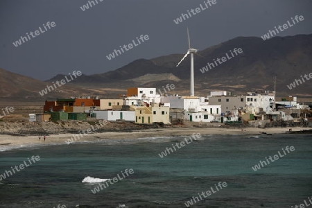 The Fishing Village of  Puertito de la Cruz on the coast in the Jandia Natural Parc on the south of the Island Fuerteventura on the Canary island of Spain in the Atlantic Ocean.