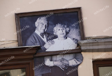 a House decoration in the old Town of the City Vilnius in the Baltic State of Lithuania,  