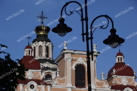 The old Town of the City Vilnius with the St.Kazimir church   in the Baltic State of Lithuania,  