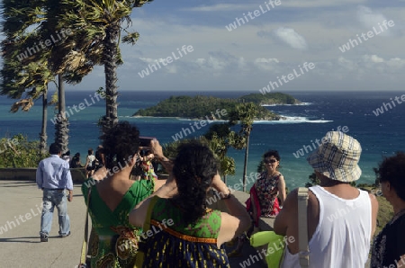 Der Aussichtspunkt Kap Promthep bei der Rawai Beach im sueden der Insel Phuket im sueden von Thailand in Suedostasien.