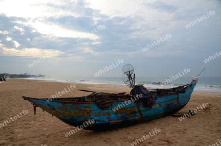 Blaues Fischerboot Sri Lanka 