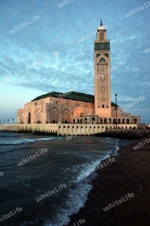 The Hassan 2 Mosque in the City of Casablanca in Morocco , North Africa.