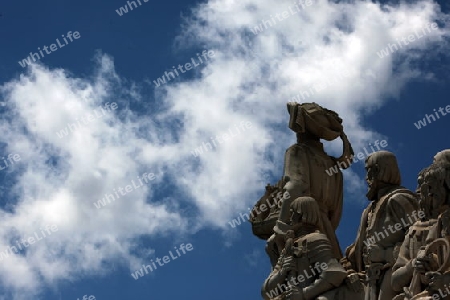 Das Padrao dos Descobrimentos Denkmal im Stadtteil Belem der Hauptstadt Lissabon in Portugal.  