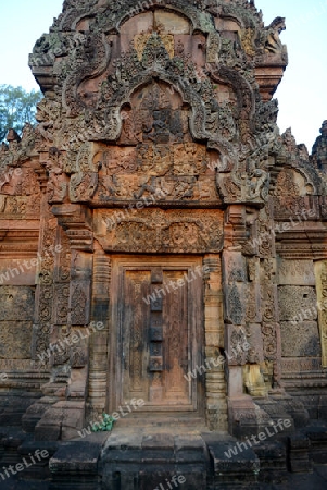 The Tempel Ruin of  Banteay Srei about 32 Km north of the Temple City of Angkor near the City of Siem Riep in the west of Cambodia.