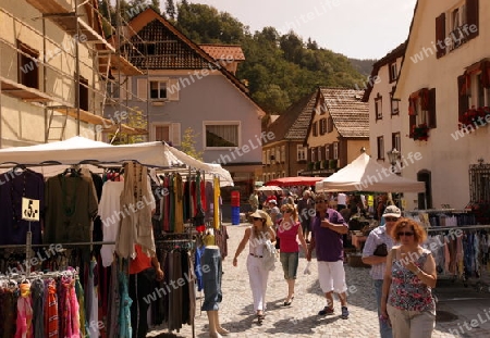 a market in the old town of the villige Wolfach in the Blackforest in the south of Germany in Europe.