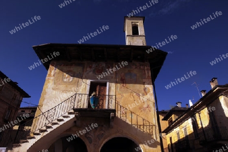 The Square in the Fishingvillage of Orta on the Lake Orta in the Lombardia  in north Italy. 