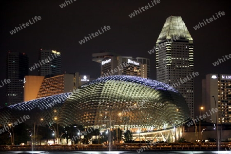 Die Skyline im Bankenviertel am Boat Quay von Singapur im Inselstaat Singapur in Asien.