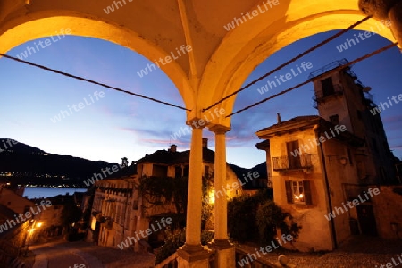 The churche in the Fishingvillage of Orta on the Lake Orta in the Lombardia  in north Italy. 