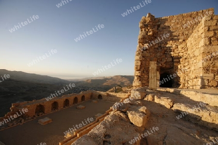 The Karak Castle in the Village of Karak in Jordan in the middle east.