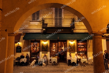 The Square in the Fishingvillage of Orta on the Lake Orta in the Lombardia  in north Italy. 