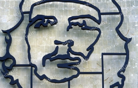 the memorial of che guevara at the Plaza de la Revolicion in the city Havana on Cuba in the caribbean sea.