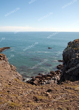 Der Westen Islands, Blick von der Steilk?ste auf den Nordatlantik bei Arnastapi auf der S?dseite der Halbinsel Sn?fellsnes