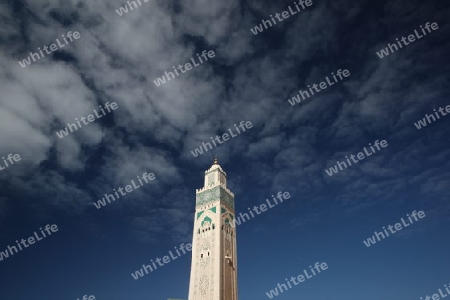 The Hassan 2 Mosque in the City of Casablanca in Morocco , North Africa.