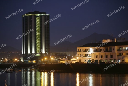 The City of Arrecife on the Island of Lanzarote on the Canary Islands of Spain in the Atlantic Ocean. on the Island of Lanzarote on the Canary Islands of Spain in the Atlantic Ocean.
