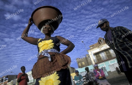 the Market in the city of  Mindelo on the Island of Sao Vicente on Cape Verde in the Atlantic Ocean in Africa.