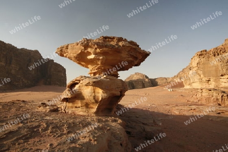 The Landscape of the Wadi Rum Desert in Jordan in the middle east.