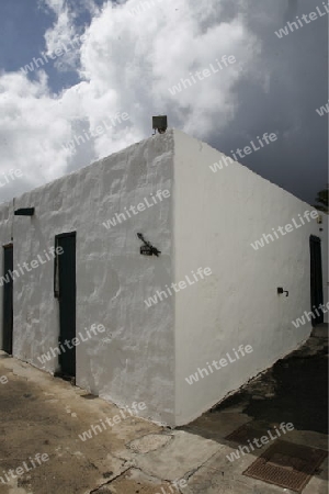 a traditional withe House on the Island of Lanzarote on the Canary Islands of Spain in the Atlantic Ocean.
