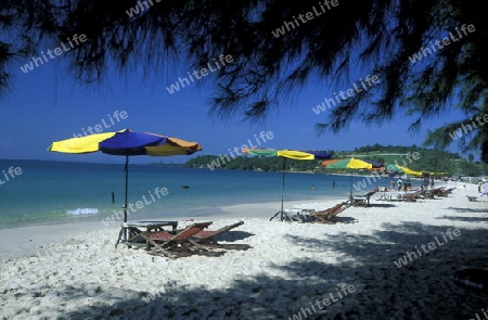 the beach at the coast of the Town of Sihanoukville in cambodia in southeastasia. 