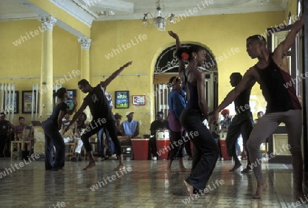 a Salsa Dance school in the city centre in the city of Santiago de Cuba on Cuba in the caribbean sea.