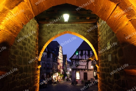 the olt town of the village of Riquewihr in the province of Alsace in France in Europe