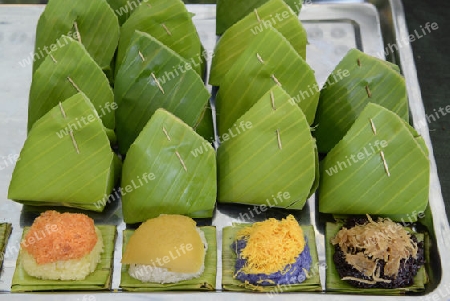 Thai Food on a market in Banglamphu in the city of Bangkok in Thailand in Suedostasien.