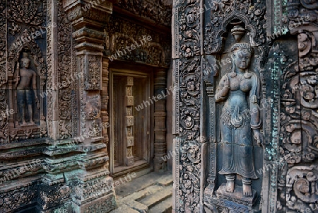 The Tempel Ruin of  Banteay Srei about 32 Km north of the Temple City of Angkor near the City of Siem Riep in the west of Cambodia.