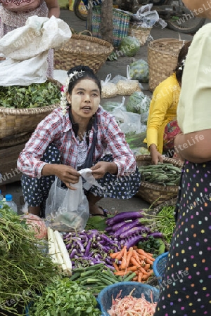  a Street Food market in the City of Mandalay in Myanmar in Southeastasia.