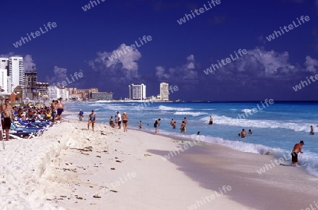 The Beach of Cancun in the Province Yucatan in the south of Mexico 