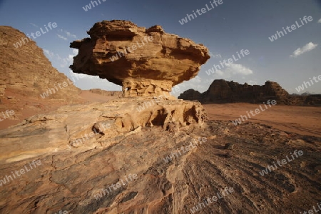 The Landscape of the Wadi Rum Desert in Jordan in the middle east.