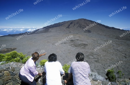 The Landscape allrond the Volcano  Piton de la Fournaise on the Island of La Reunion in the Indian Ocean in Africa.