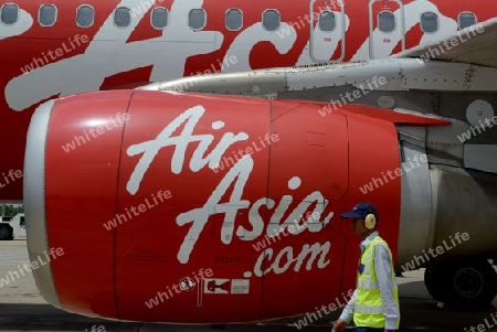 A Air Asia Airplane at the Airport of the City of Siem Riep in the west of Cambodia.