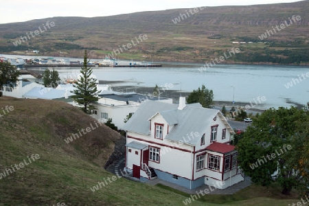 Der Norden Islands, Blick auf den Hafen von Akureyri und den Fjord Eyjafj?rdur