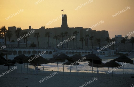 Das Ribat Kloster in der Altstadt oder Medina von Monastir am Mittelmeer  in Tunesien in Nordafrika.  