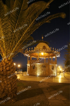 The promenade of the old town of the City of Arrecife on the Island of Lanzarote on the Canary Islands of Spain in the Atlantic Ocean. on the Island of Lanzarote on the Canary Islands of Spain in the Atlantic Ocean.
