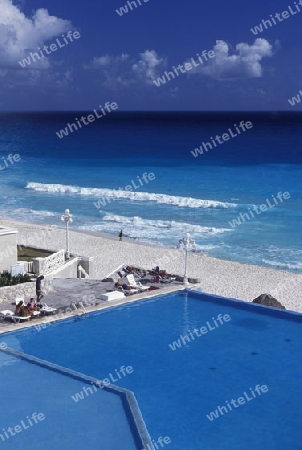 The Beach of Cancun in the Province Yucatan in the south of Mexico 