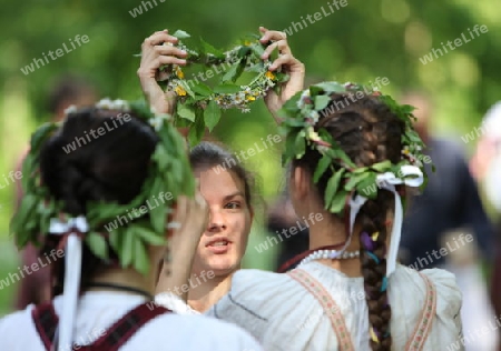 a Summer Festival in a Parc in the old City of Vilnius in the Baltic State of Lithuania,  