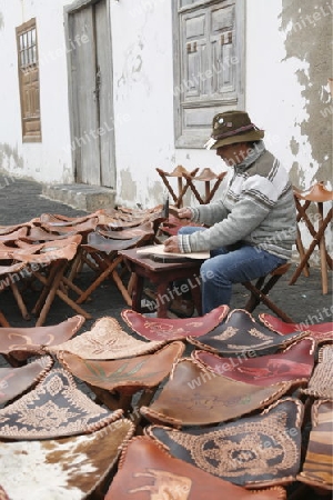 the sunday market in the old town of Teguise on the Island of Lanzarote on the Canary Islands of Spain in the Atlantic Ocean. on the Island of Lanzarote on the Canary Islands of Spain in the Atlantic Ocean.
