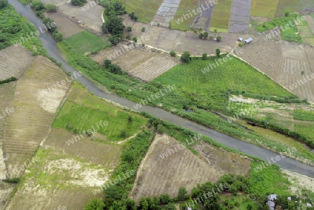 Die Landschaft in der Bergregion von Pai im norden von Thailand in Suedostasien.