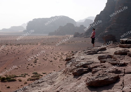 The Landscape of the Wadi Rum Desert in Jordan in the middle east.