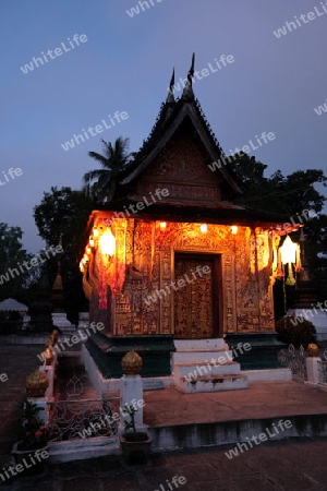 Der Tempel Xieng Thong in der Altstadt von Luang Prabang in Zentrallaos von Laos in Suedostasien. 