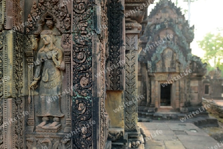 The Tempel Ruin of  Banteay Srei about 32 Km north of the Temple City of Angkor near the City of Siem Riep in the west of Cambodia.