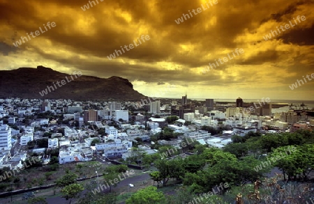 Das Stadtzentrum der Hauptstadt Port Louis an der Westkueste von Mauritius   