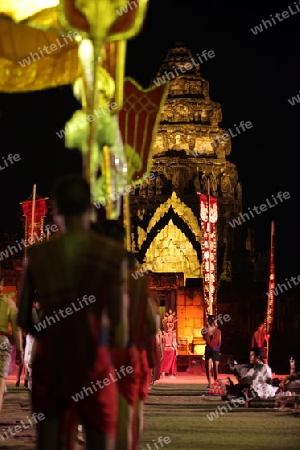 Die Khmer Tempel Anlage von Phimai bei Khorat in der provinz Nakhon Ratchasima im Nordosten von Thailand im Suedwesten von Thailand in Suedostasien.  